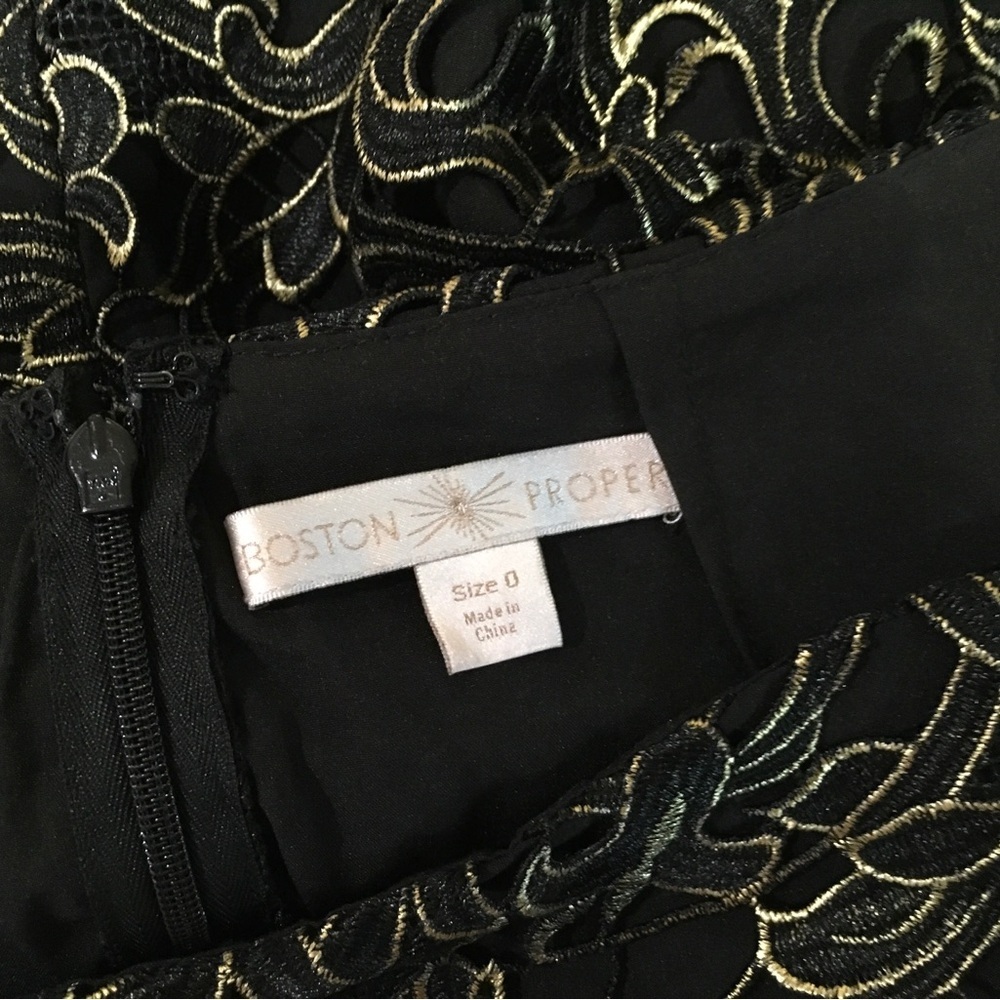 Boston Proper Skirt Pencil Midi Black Lace With Gold Size 0 Womens — image 6 of 8